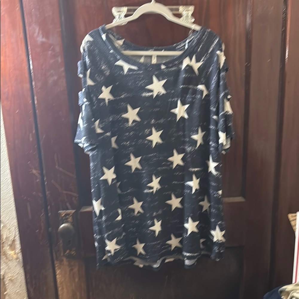 Navy Star Patterned Top